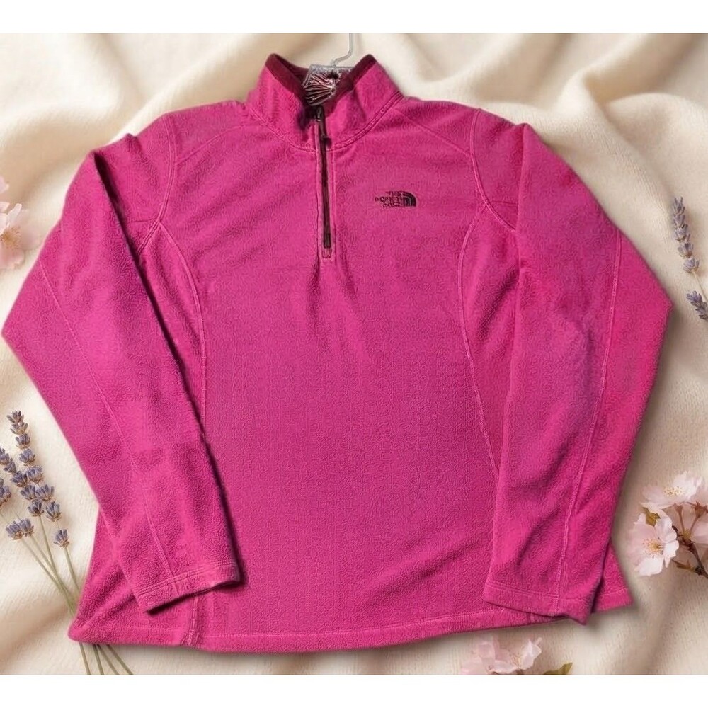 The North Face Glacier 1/4 Zip Fleece Pullover Womens Medium Pink Mock Neck